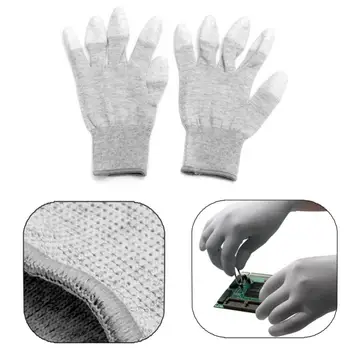 1 чифт антистатических ръкавици, антистатични ръкавици, изработени от въглеродни влакна, Нескользящие износоустойчиви работни ръкавици с покритие за пръстите, промишлени ръкавици