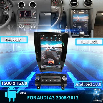 12,1 инчов Вертикален Екран на Android Авто Радио DVD Мултимедиен Плеър За Audi A3 2008-2012 Авто Стерео GPS Навигация Стил на Тесла