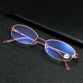 2020 нови очила за далекогледство, дамски очила за четене с анти-синя светлина, полукадровая рамки, очила за четене с диоптриями за възрастните хора, 100