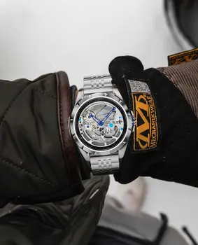 2022 нови водещи луксозни маркови Механични часовници с кухи дъно, класически бизнес Ръчни Часовници, Автоматични светещи мъжки Часовници с Турбийоном