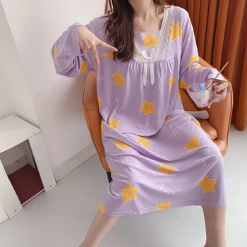 3011-8новинка, стилна нощница, пролетно-есенна пижама с дълги ръкави, миличка и хубава пижама 
