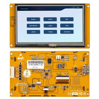5-инчов графичен LCD модул последователно на дисплея HMI с програма + Сензорен панел за управление на оборудването