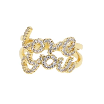Alphebet love micro pave cz Пръстени с букви от най-високо качество означават 2019 най-новият дизайн златен цвят минимално пръстен