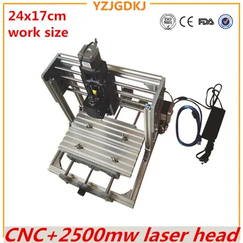 CNC 2417 GRBL управление на Diy высокомощный лазерен гравиране машина с ЦПУ в 3 оси Дървена Рутер с 2500 Mw лазер