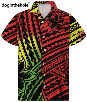 Doginthehole 2021 Модерен Нов Мъжки Хавайска Риза С Пъстър Етнически племенни Модел, Летни Плажни Ризи с Къс Ръкав, chemise homme
