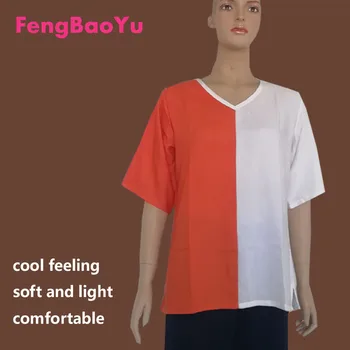 Fengbaoyu Памучен Коприна Годишна Женска тениска с V-образно деколте и Пет ръкави, Цветна тениска от чист памук с Къс ръкав, Ежедневни облекла за момичета, Празнична