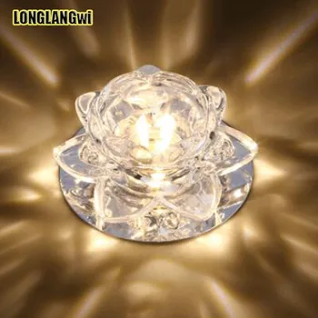 Mordern LED Crystal Коридор Тавана Лампа цвете Преминаване Веранда Осветление Lotus плафониери Luces