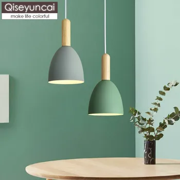 Qiseyuncai скандинавски модерен минималистичен цветен тестени изделия с една глава ресторанная полилей от вход дърво бар бар спалня, кабинет лампа