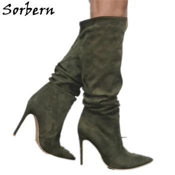 Sorbern Custom Wide Fit Обувки Дамски Обувки На Висок Ток-Висок Ток С Остър Пръсти, Дамски Ботуши До Коляното, Гънки, Обувки До Глезена На Крака За Жени