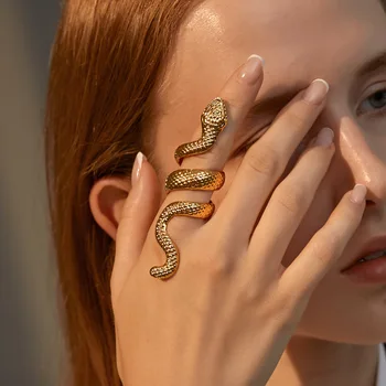 WANGAIYAO новата модерна личност готино и красиво мъжко змия пръстен в стил пънк метално животно ретро преувеличени змия пръстен jewelr
