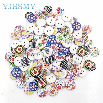 YJHSMY179221, Дървени копчета смесен стил, копчета за детски ризи, Аксесоари, дрехи, материали за шиене ръчно изработени, 100шт 15 мм