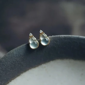 Бай Бинг или тиква вградени диаманти S925 tremella обеци за нокти жените просто мода Жокер