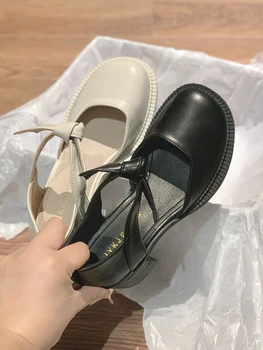Дамски обувки на Тънки Обувки Пролет 2022 Нова Мода Ретро Лук Дебел Ток Нескользящие Обувките Мери Джейн