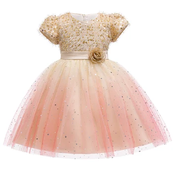 Детски рокли на Принцеси За момичета, Облекло, премяна с цветен модел за момичета, Елегантна Сватбена рокля за момичета, Дрехи от 3 до 10 години