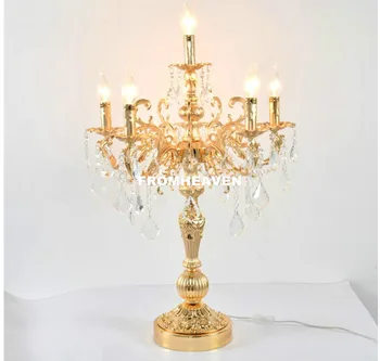 Европейските Златни/Сребърни Настолни лампи Луксозна Настолна Лампа AC Crystal с Сватба Канделябром за Осветление на Спални в Ресторанта на Хотела