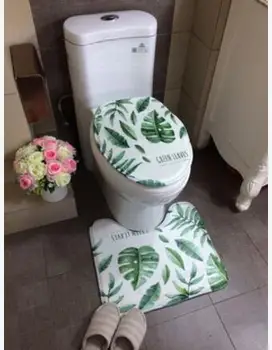 Зелени листа тоалетка мат растение u-образна килим килим баня изтривалка за баня, тоалетна впитывающий противоскользящий начало декор