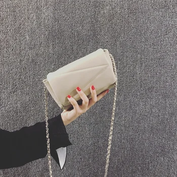 Малка чанта През Рамо Дамски 2019 Нова Корейската Мода Благородна Текстура Момичета Меки Кожени чанти на Веригата
