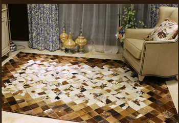 Модерен арт килим 100% натурална боя за килими от естествена телешка кожа