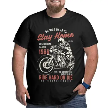 Мотоциклетни Тениски за Мъже Cafe Racer Смешни RIDE or DIE HARD 1986 От чист Памук, Големи Високи Тениски Големи Размери 4XL 5XL 6XL Облекло