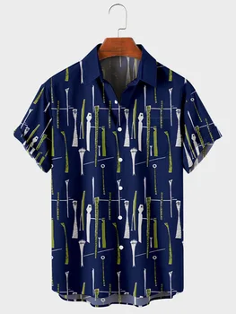 Мъжка риза Y2k hombre, риза с къси ръкави и коледните принтом, мъжки градинска Хавайски плажната реколта риза Harajuku, мъжка риза 01