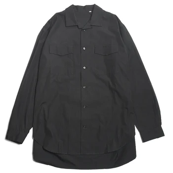 Мъжки нова класическа проста черно-бяла риза в два цвята с плосък яката, двоен джоб, квадратен яка, ежедневни риза голям размер
