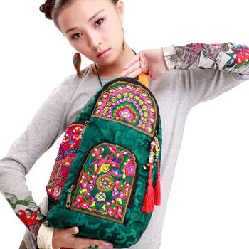 Най-НОВИТЕ Етнически Бродирани Дамски Чанти Реколта Сатен чанта с Четки Ръчно С Пайети Чанти За рамо