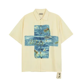 Нов 2021 Луксозен Мъжки Класически KAPITAL сърфиране Кръст плаж Модни Памучни Ежедневни Ризи с Високо Качество, С Къси Ръкави A78
