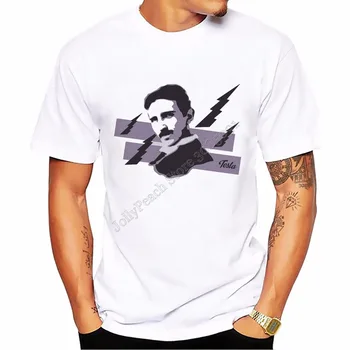 нови Потници, тениски, лятна тениска, за мъже Удобна ежедневна тениска с кръгло деколте, мъжка тениска с къс ръкав, портрет на Никола Тесла, тениска homme