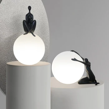 Скулптура на човек Led Лунна Светлина Акрилни или Стъклена Лампа от Смола Човек AU/EU/UK/US Plug E27, Лампа 85-265 В Десктоп украса във формата на човек