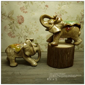 Сладка Двойка Тайланд Един Слон Теле Животни Керамични Бижута Ръчна Изработка Декор Детски Подарък