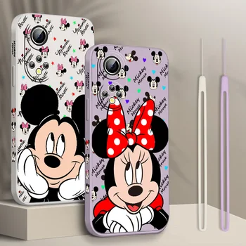 Сладък Cartoony Калъф За телефон Disney с Мики Минне за Xiaomi Redmi Note 11T 11 11S 10T 10 9T 9S 9 8T 8 7 6 5 Pro Течна Левица Въже Мека