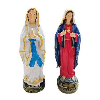 Статуя на Дева Мария Статуетка на Религиозната Католическата Ремесленная Скулптура Колекция за Десктоп Рафтове Коледна Украса Украшение