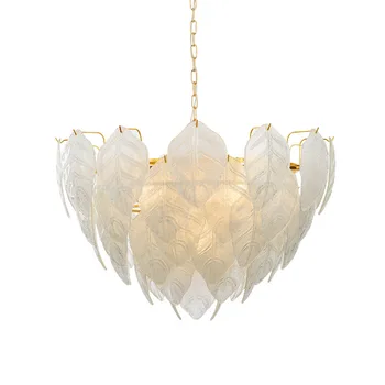 Стъклени листни висящи лампи съвременната мода led стъклена окачена лампа за дневна трапезария декоративно осветление mx10291621