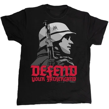 Тениска Wehrmacht Defend Your Fatherland, Лятна Памучен Мъжка тениска с Кръгло деколте и къс ръкав, Негабаритная Градинска облекло