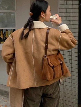 Южна Корея ниша нова замшевая ред Жокер диагонално чанта през рамото на най-горния слой на кожата ретро чанта-месинджър дамски